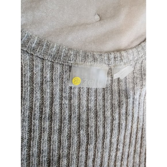 Zella All Day Ribbed Cros Cross faux wrap Light Sweater‎ Grey Size Small - Picture 6 of 9